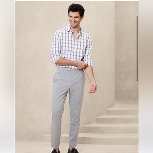 Banana Republic Slim Dress Shirt  - navy plaid